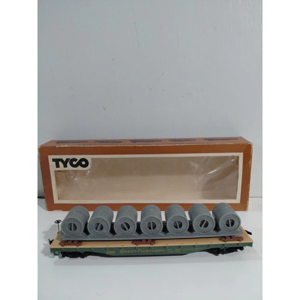 Tyco 335: 300 HO Gauge Model Railroad Great Northern Flat & Cable Load w/Box